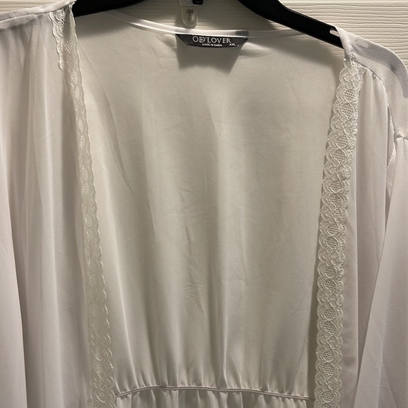 Swimsuit Floral lace 3/4 sleeve sheer coverup white size xxl new - Picture 2 of 7